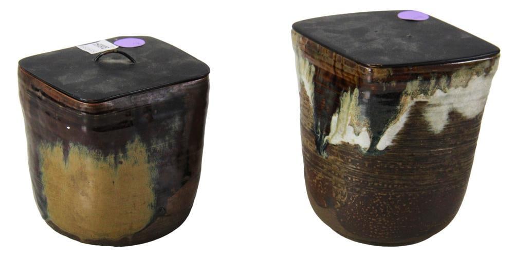 19thC Japanese Glazed Pottery: 19th century Japanese glazed pottery, 6 1/2" x 7", and 5" x 7". Good condition. Provenance: Estate of the late Joseph W. Haley, of Pride's Crossing, Massachusetts.