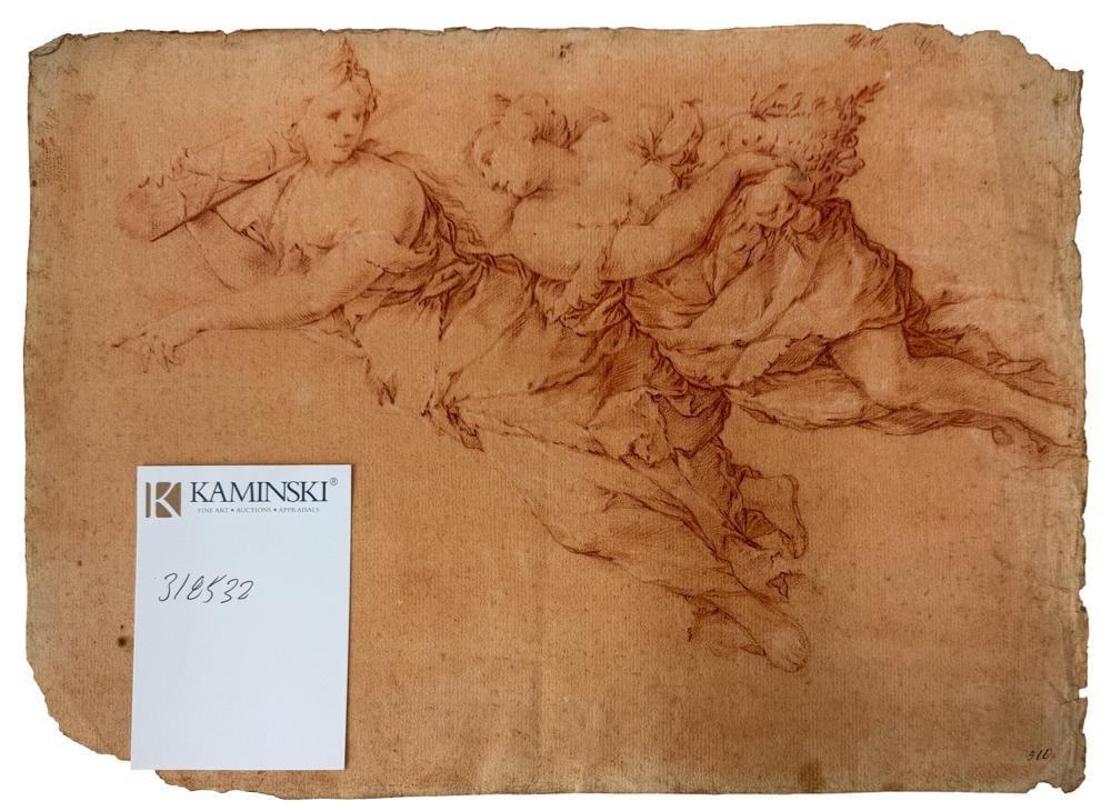 17th/18thC French Drawing: 17th/18th century French drawing, 13" x 17". Provenance: Estate of the late Joseph W. Haley, of Pride's Crossing, Massachusetts.