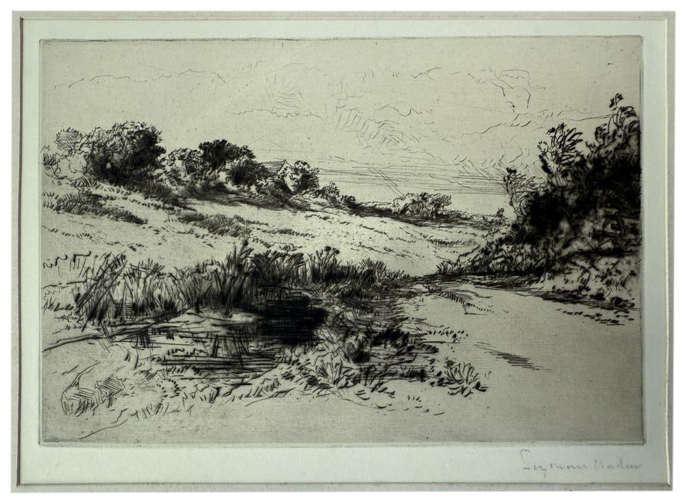 Seymour Haden, "Windmill Hill", Drypoint Etching (1 of 3)