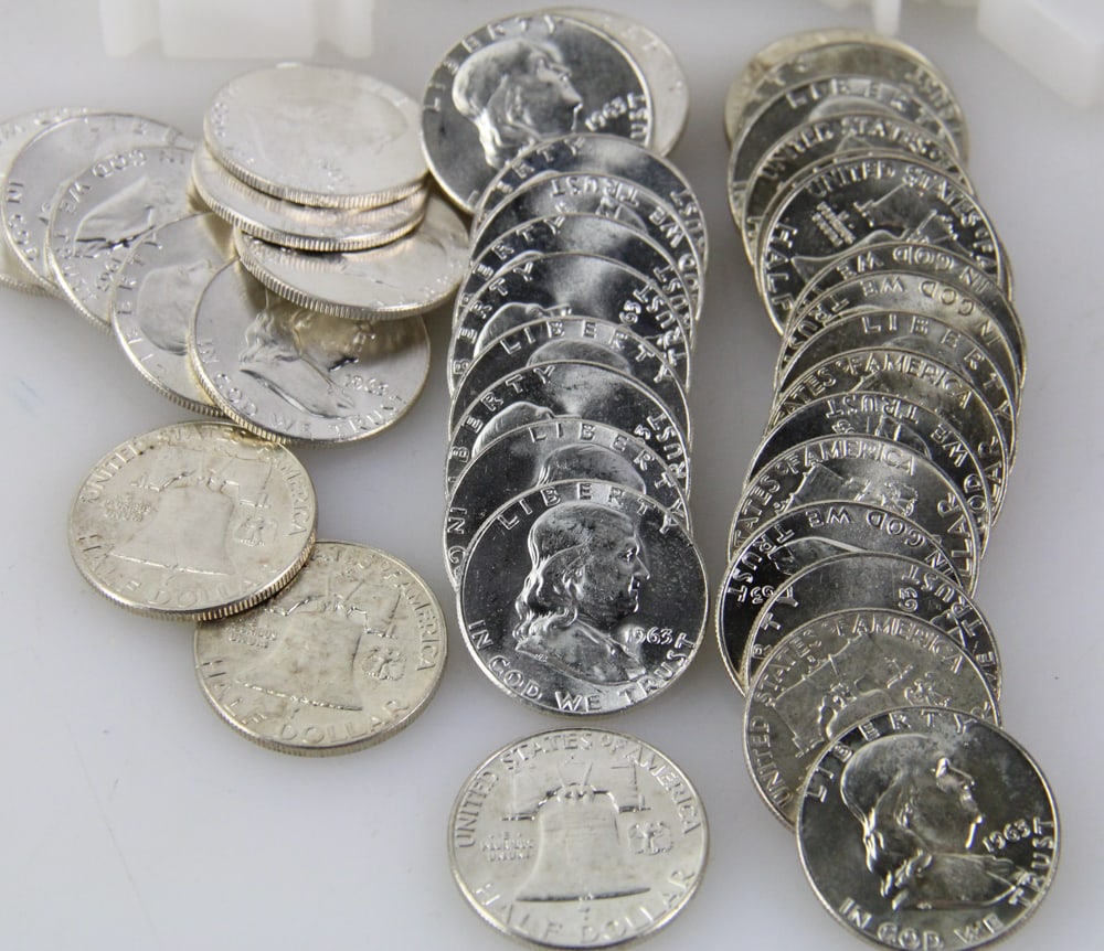 Uncirculated 1963 Ben Franklin Silver Half Dollars - 2