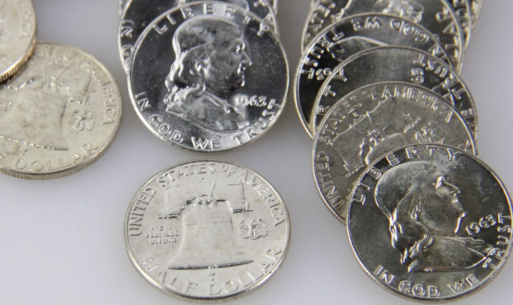 Uncirculated 1963 Ben Franklin Silver Half Dollars - 3