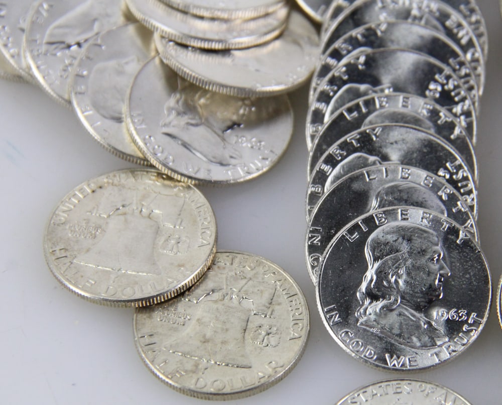 Uncirculated 1963 Ben Franklin Silver Half Dollars - 5