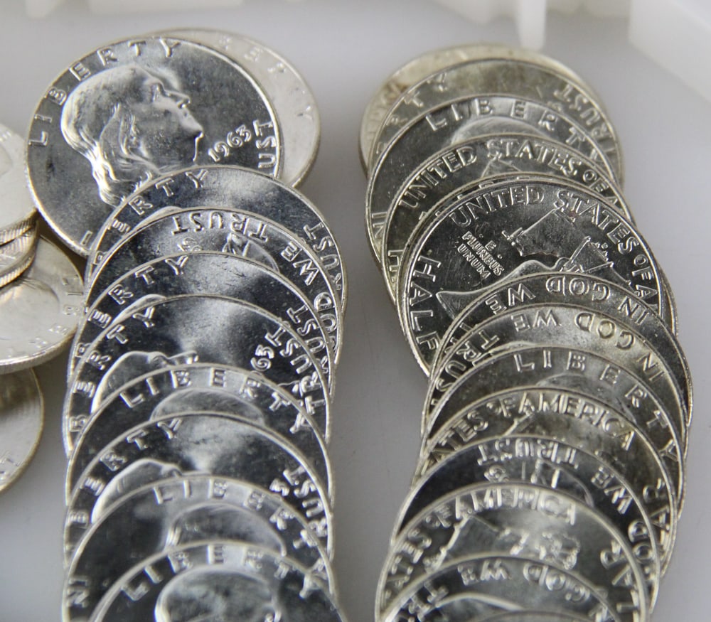 Uncirculated 1963 Ben Franklin Silver Half Dollars - 6