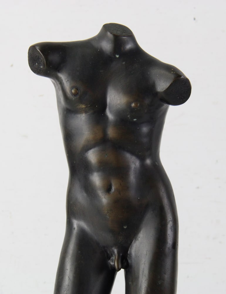 Classical Bronze Nude on Black Marble Base - 3