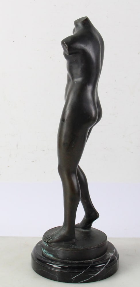 Classical Bronze Nude on Black Marble Base - 6
