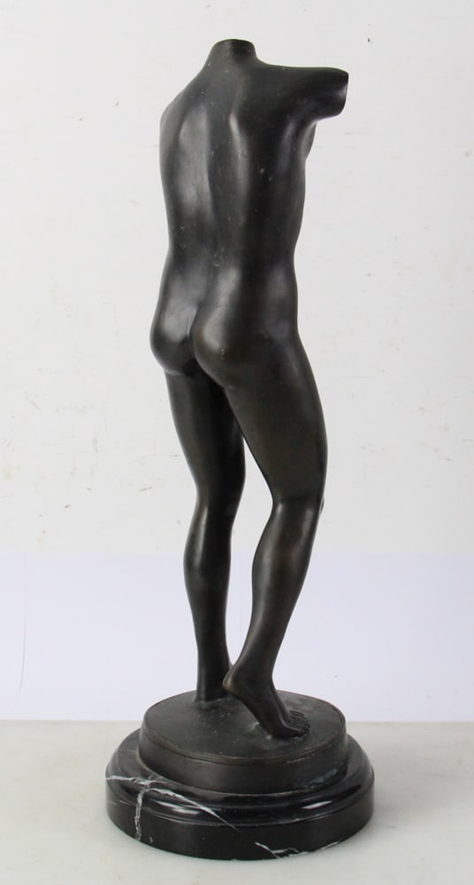 Classical Bronze Nude on Black Marble Base - 7