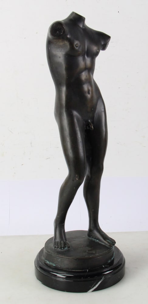 Classical Bronze Nude on Black Marble Base - 8