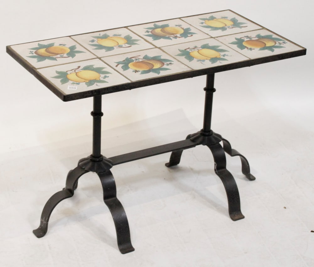 Wrought Iron Tile Top Long Low Table - 4