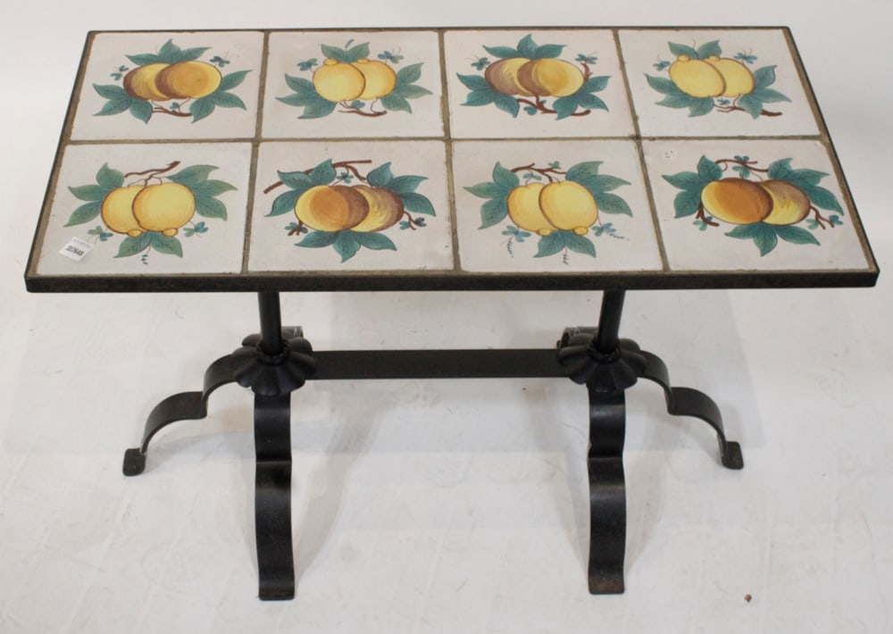 Wrought Iron Tile Top Long Low Table - 5