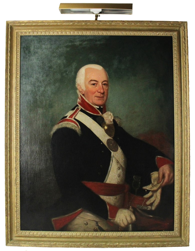 George Keith Ralf, Officer in Uniform, Oil on Canvas: George Keith Ralf, late 18th century, officer in uniform, oil on canvas, 41 1/2" x 32 1/2", framed 46 1/2" x 37 1/2". Provenance: Essex, Massachusetts collection.