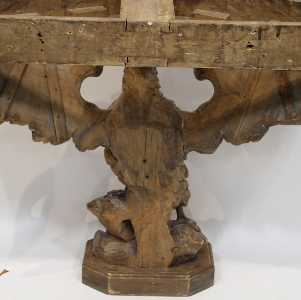 19thC Carved Pine Eagle Console Table with Marble Top - 2