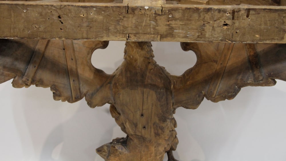 19thC Carved Pine Eagle Console Table with Marble Top - 3