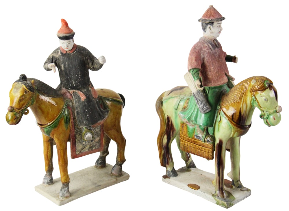 Pair of Chinese Ming Dynasty Figures on Horseback (1 of 11)