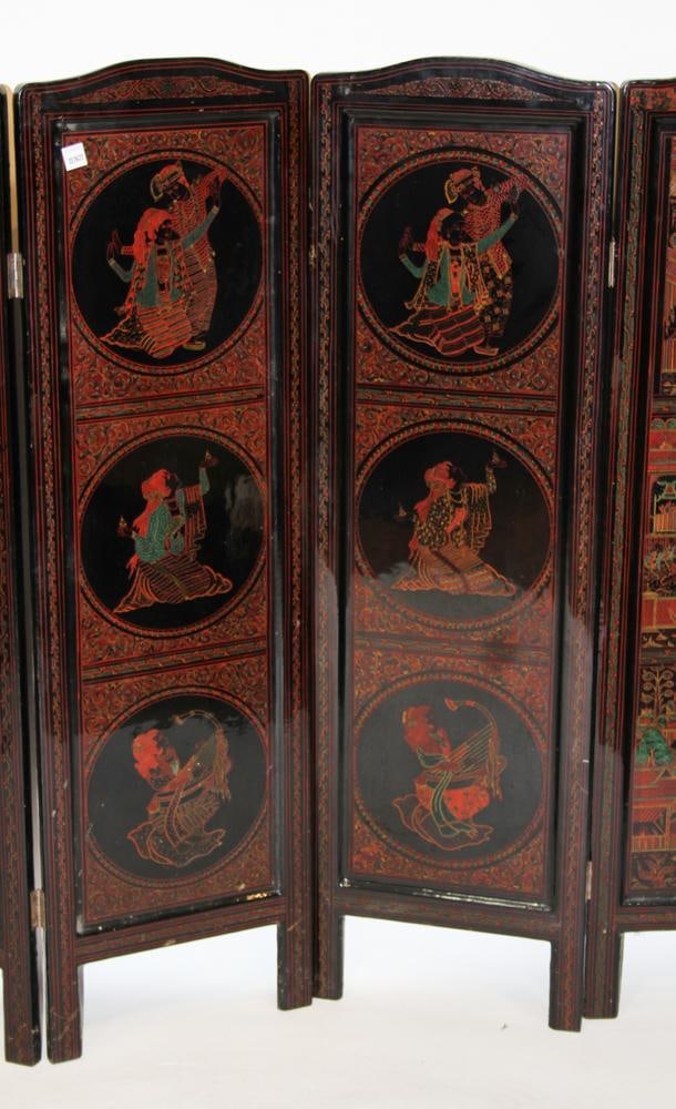 Chinese Five-Panel Carved Screen - 3