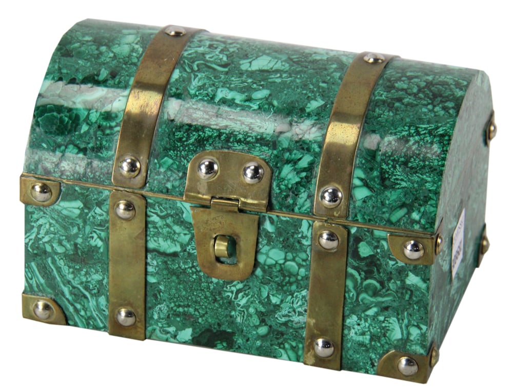 Malachite Lidded Casket with Brass Mounts (1 of 6)