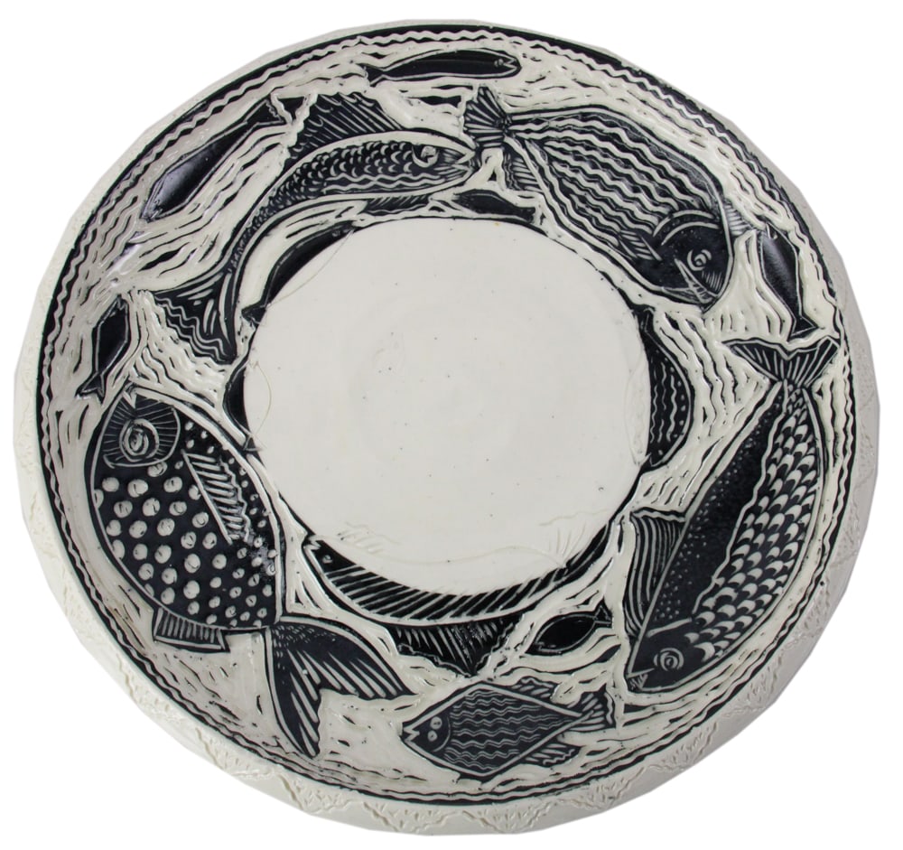 Studio Pottery Fish Plate, Signed (1 of 8)