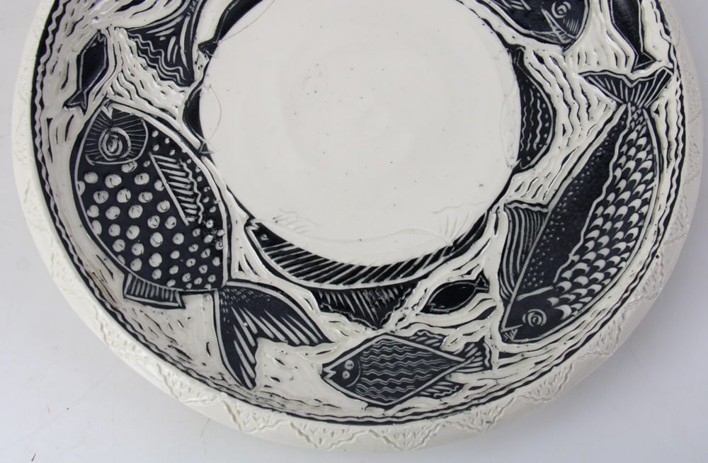 Studio Pottery Fish Plate, Signed - 3