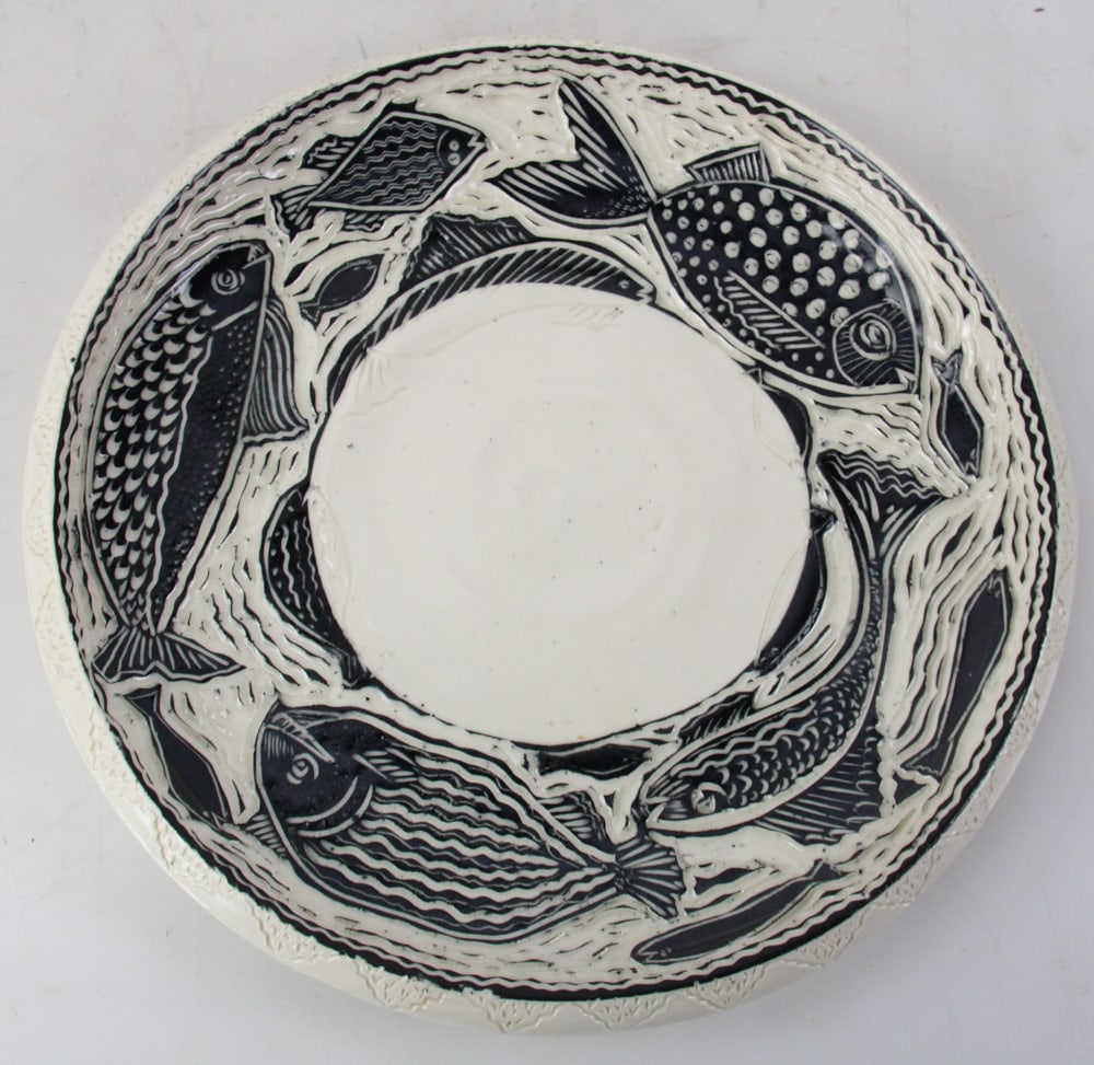 Studio Pottery Fish Plate, Signed - 5