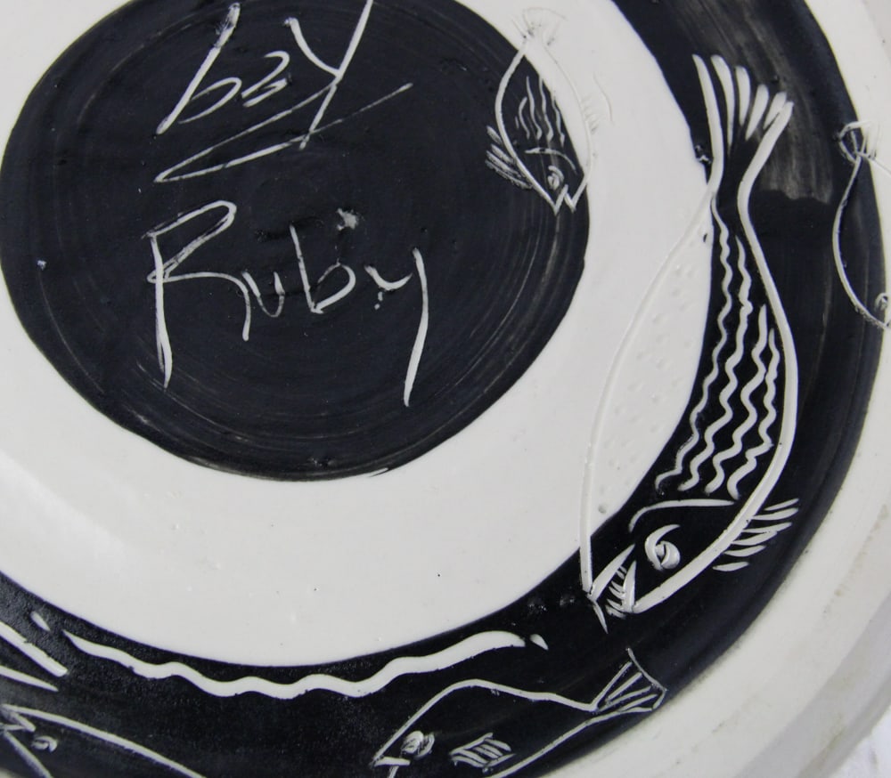 Studio Pottery Fish Plate, Signed - 7