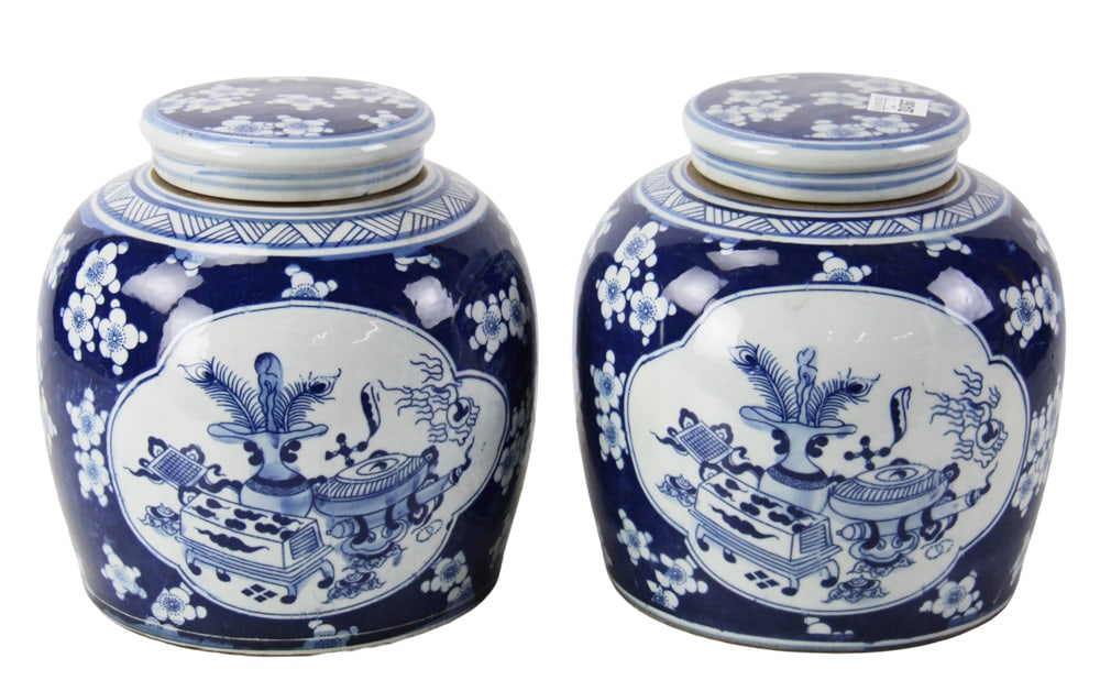 Pair of Chinese Blue and White Ginger/Tea Jars (1 of 11)