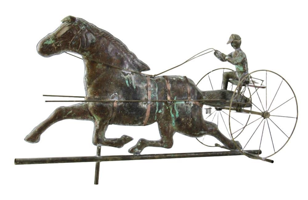 20thC Copper Horse and Buggy Weathervane (1 of 7)