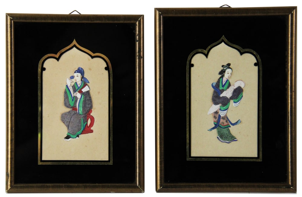 Pair of Chinese Paintings on Paper, Framed (1 of 7)