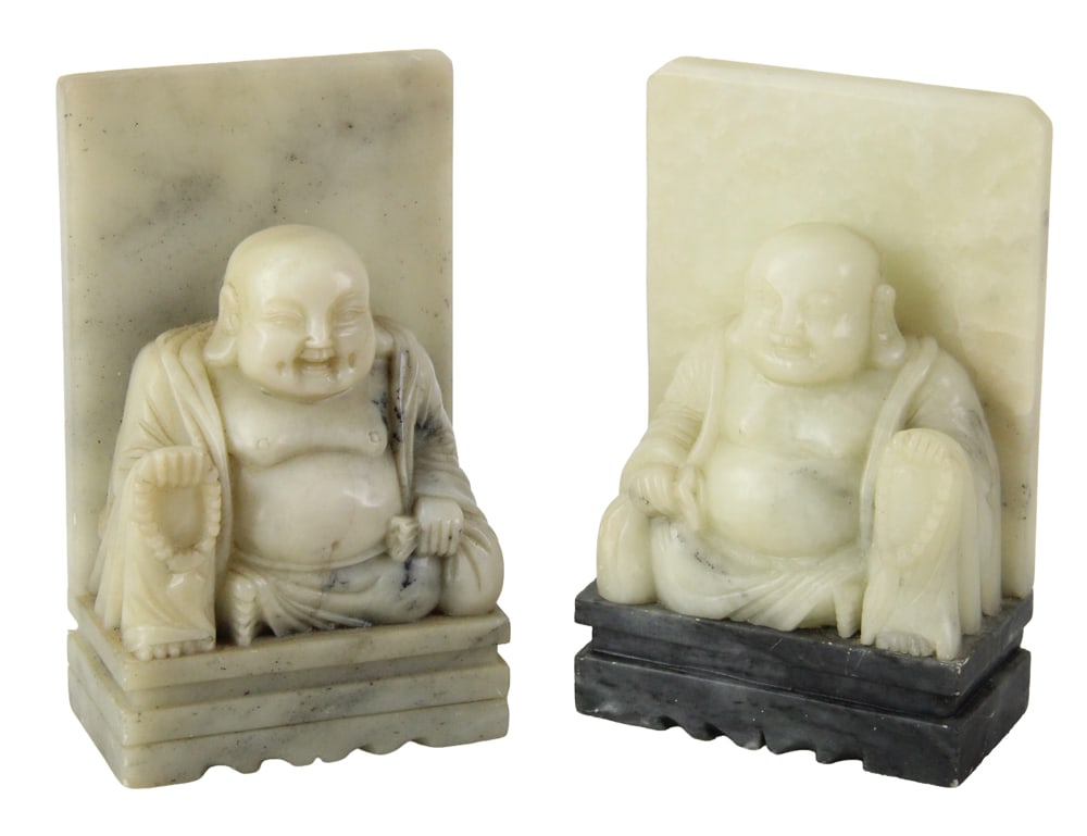 Two Chinese Stone Carved Seated Buddhas (1 of 6)
