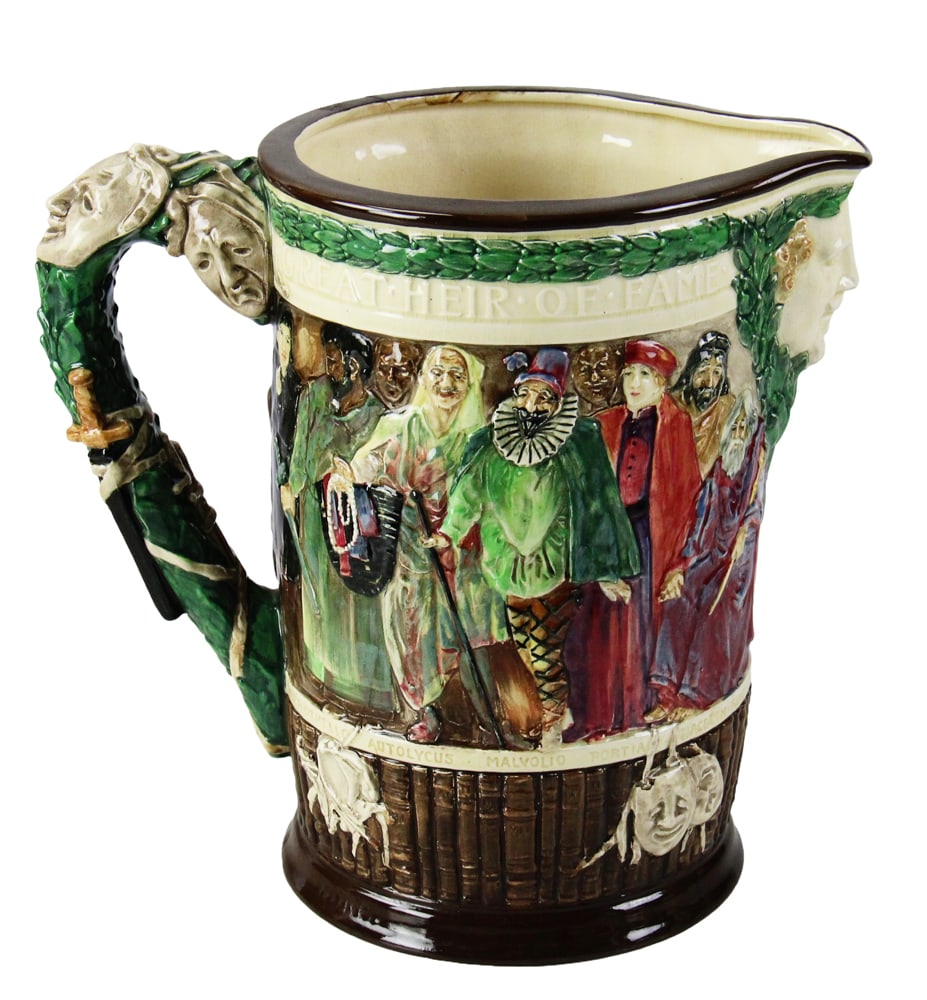 Large Majolica Pitcher, Royal Doulton Shakespeare (1 of 14)