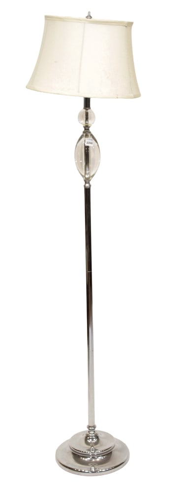 Contemporary Glass and Chrome Floor Lamp: Contemporary glass and chrome floor lamp, 60" H. Provenance: New York estate.