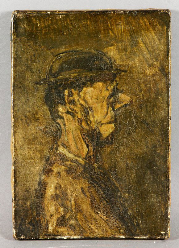 19th C. French Honore Daumier School Portrait: 19th century, French Honore Daumier school portrait, initialed lower left, 11" x 7 1/2".