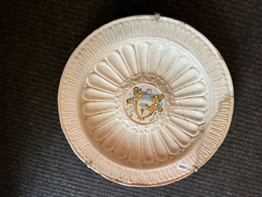 16th/17th European Charger: 16th/17th century European charger. NOTE: Item to be picked up at 64 East 80th St., New York, NY. Deadline for pick-up is July 31st. Please call our front desk at 978-927-2223 to schedule pick-up.