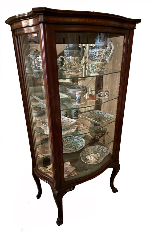 19th/20thC Mahogany China Cabinet: Late 19th/early 20th century mahogany china cabinet, 54" H x 27" W x 15" D. NOTE: Item to be picked up at 64 East 80th St., New York, NY. Deadline for pick-up is July 31st. Please call our front desk 