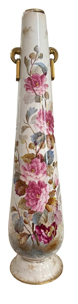 Antique Austrian Floral Porcelain Vase: Antique Austrian floral porcelain vase, 31" x 7". NOTE: Item to be picked up at 64 East 80th St., New York, NY. Deadline for pick-up is July 31st. Please call our front desk at 978-927-2223 to schedul