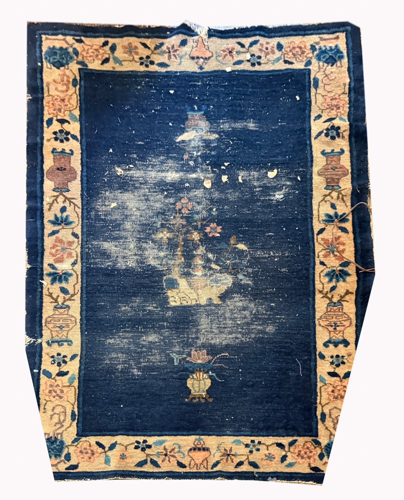 Antique Peking Chinese Rug: Antique Peking Chinese rug, 5' 7" x 3'. NOTE: Item to be picked up at 64 East 80th St., New York, NY. Deadline for pick-up is July 31st. Please call our front desk at 978-927-2223 to schedule pick-up.
