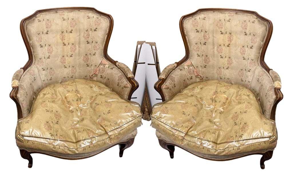 Pair of French Louis XVI Style Armchairs: Pair of French Louis XVI style armchairs. NOTE: Item to be picked up at 64 East 80th St., New York, NY. Deadline for pick-up is July 31st. Please call our front desk at 978-927-2223 to schedule