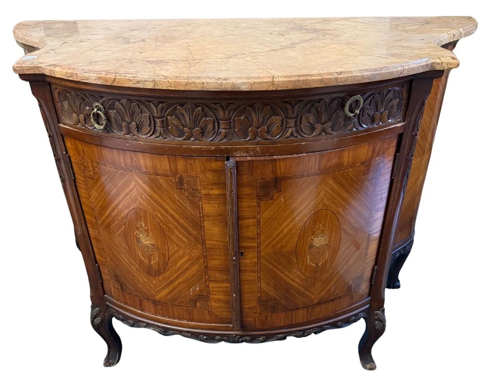 Bow-front Chest with Inlay, Marble Top (1 of 5)