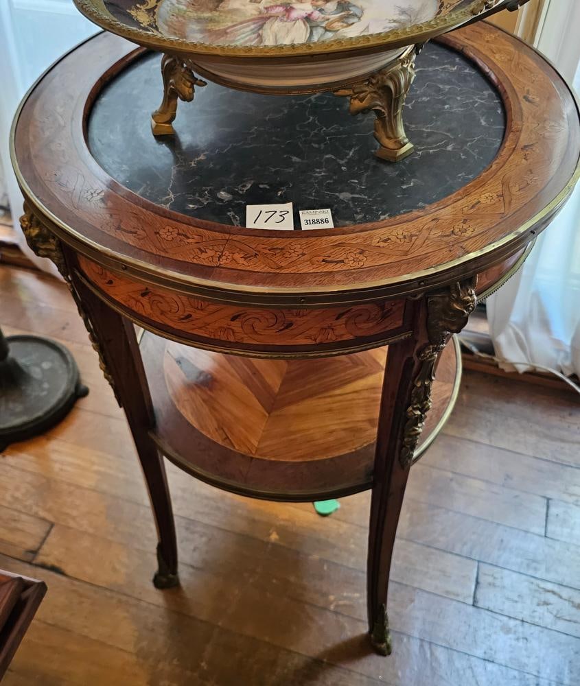 French Inlaid Lamp Table With Black Top (1 of 3)