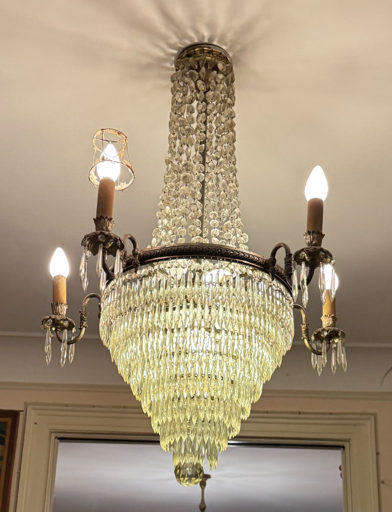 Exceptional Crystal Prism Brass Chandelier (1 of 2)