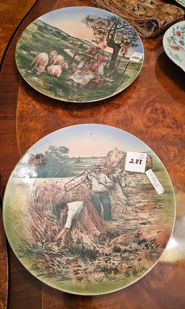 Two Antique German Plates: Two antique German plates, 12" diameter. NOTE: Item to be picked up at 62 East 80th St., New York, NY. Deadline for pick-up is July 31st. Please call our front desk at 978-927-2223 to schedule pick-up