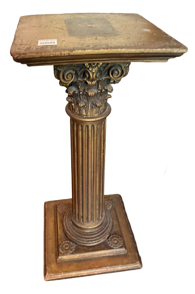 Early 20thC Venetian Gold Column-form Stands: Early 20th century Venetian gold column-form stands, lot of (2), 23" H x 12" W x 12" D. NOTE: Item to be picked up at 64 East 80th St., New York, NY. Deadline for pick-up is July 31st. Please call our