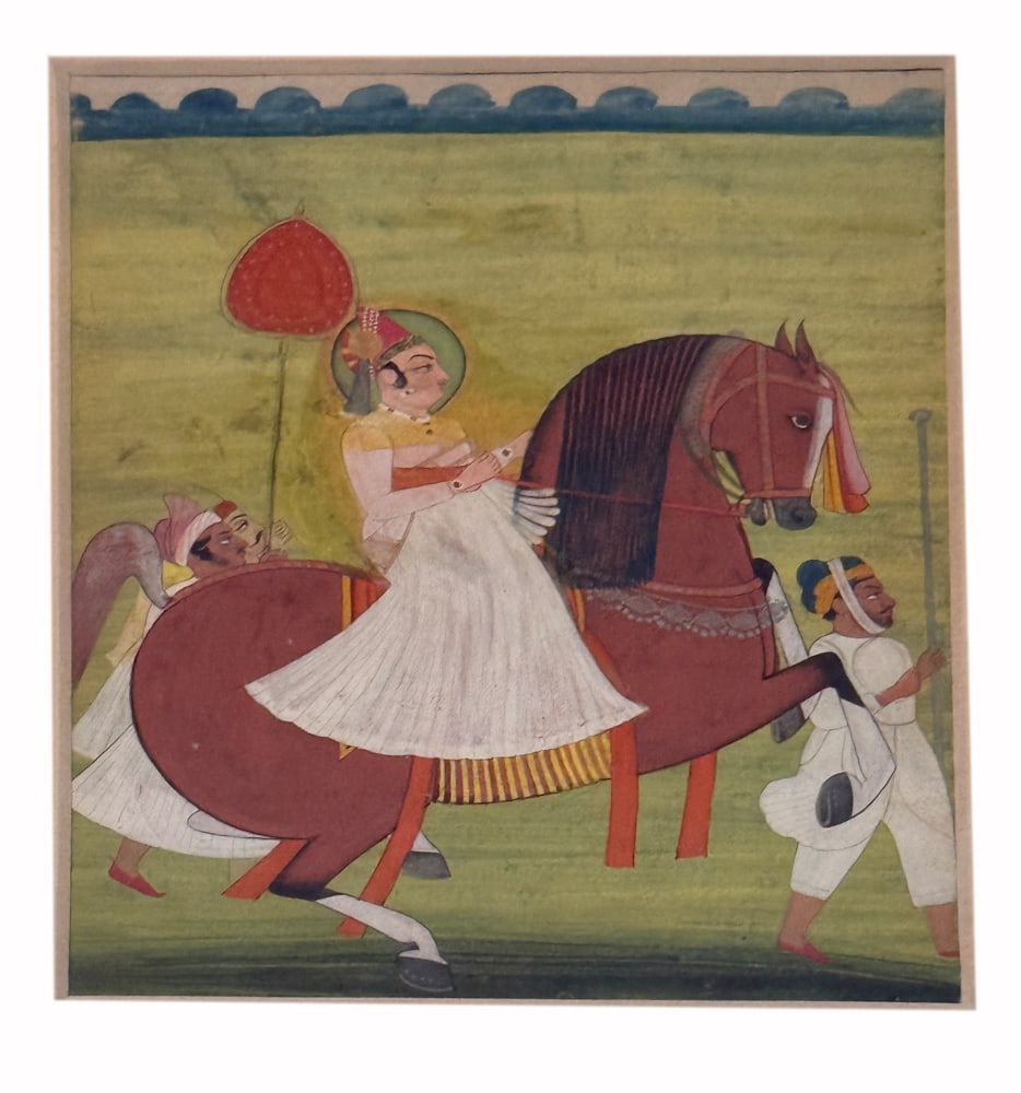 19thC Rajput Equestrian Portrait (1 of 3)