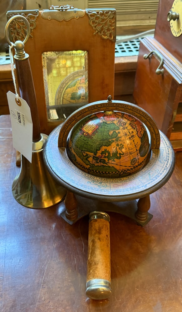 Assorted Desktop Items, Photo Album, Globe, Case, Bell (1 of 2)