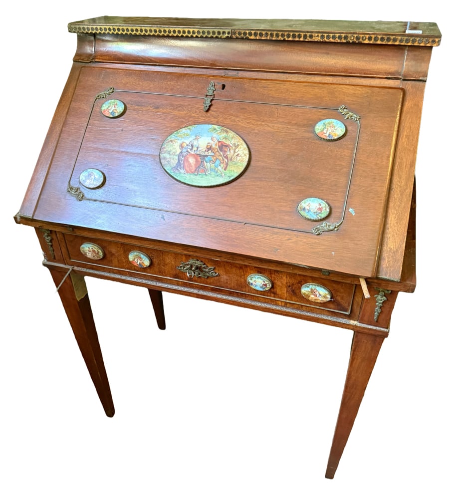 Slant-front Desk with Porcelain Plaques (1 of 5)