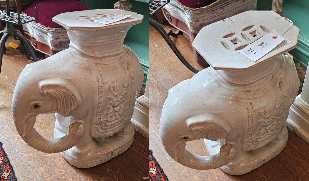 Two Chinese Glazed Pottery Elephant Stands (1 of 3)