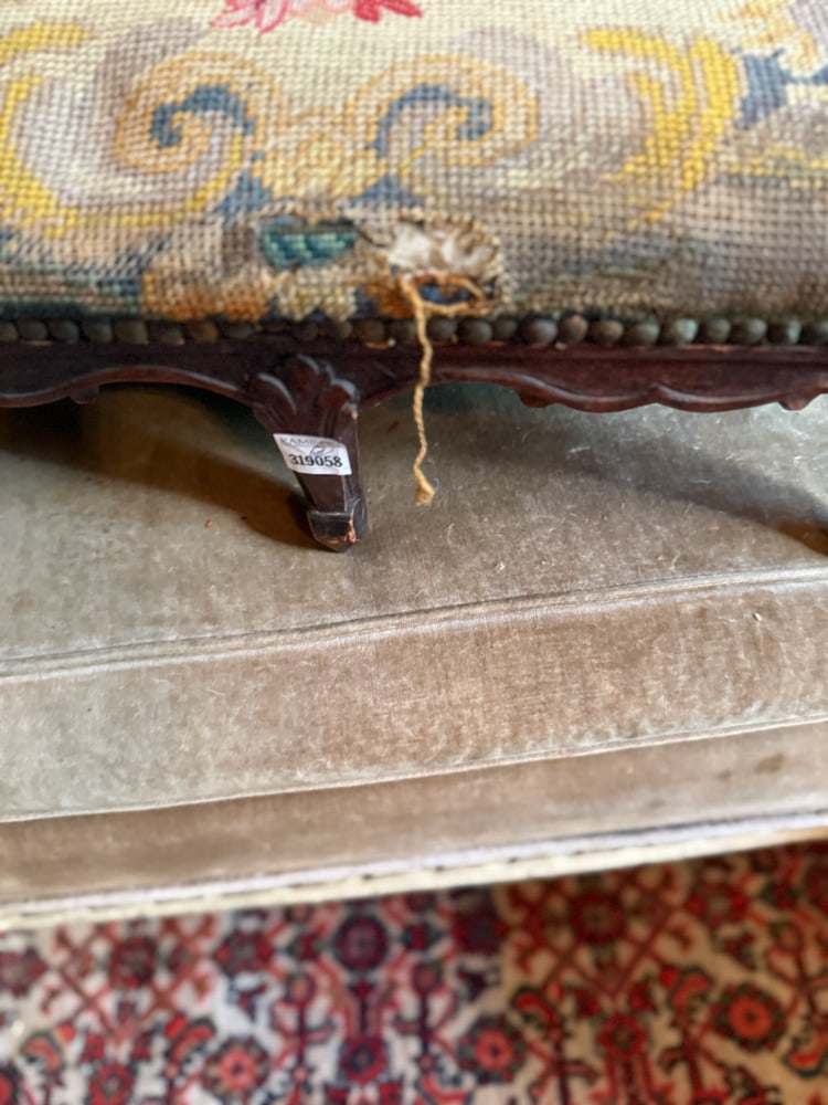 Two French Stools: Two French stools, 20". NOTE: Item to be picked up at 64 East 80th St., New York, NY. Deadline for pick-up is July 31st. Please call our front desk at 978-927-2223 to schedule pick-up.