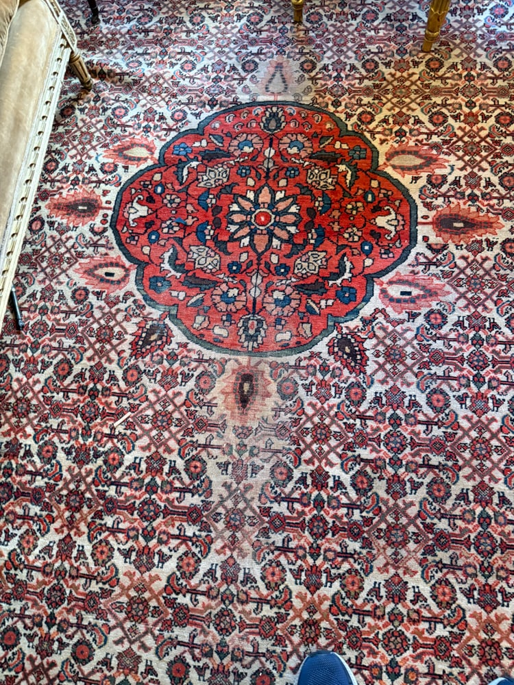 Antique Persian Mahal Carpet: Antique Persian Mahal carpet, 18' 2" x 12' 7". NOTE: Item to be picked up at 64 East 80th St., New York, NY. Deadline for pick-up is July 31st. Please call our front desk at 978-927-2223 to schedule p