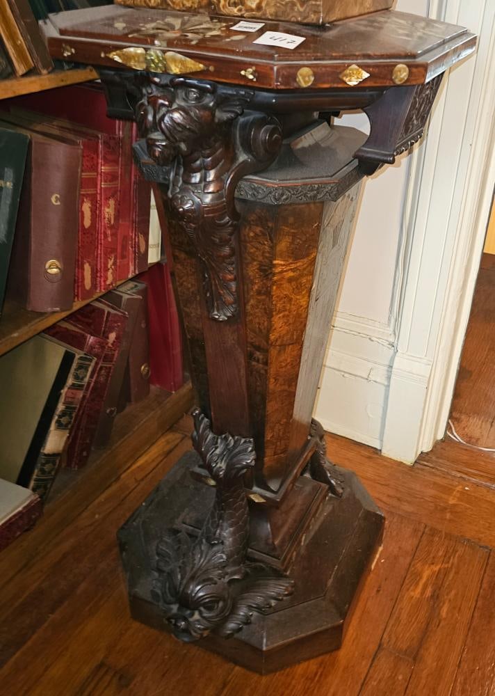 Beautiful Carved Base Attributed to Herter Brothers: Beautiful carved base attributed to Herter Brothers, 36" H x 18" W x 18" D. NOTE: Item to be picked up at 62 East 80th St., New York, NY. Deadline for pick-up is July 31st. Please call our front desk 