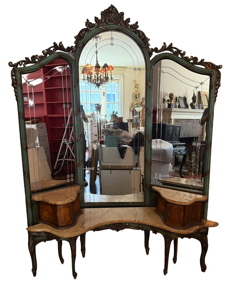 1930s French Marble-Top Dressing Mirror Vanity (1 of 4)