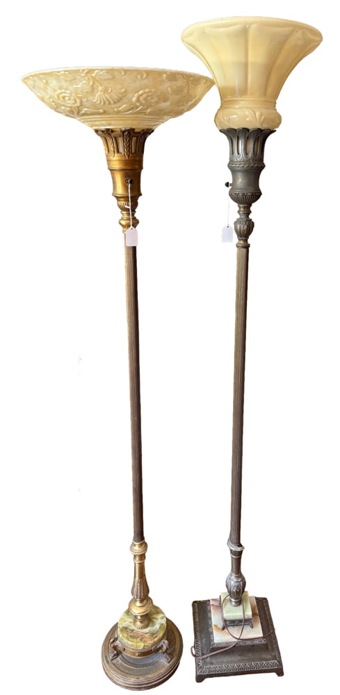 Two Antique Floor Lamps: Two antique floor lamps, 69", 65". NOTE: Item to be picked up at 64 East 80th St., New York, NY. Deadline for pick-up is July 31st. Please call our front desk at 978-927-2223 to schedule pick-up.