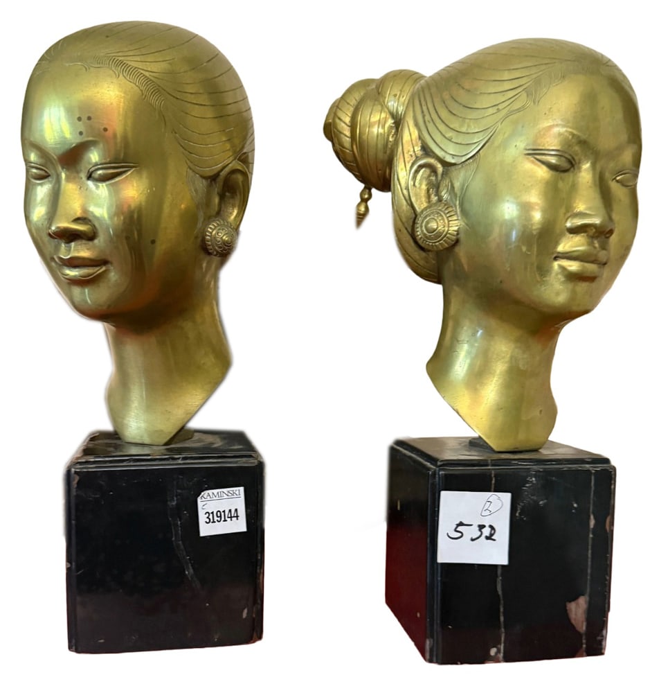 Pair of Southeast Asian Bronze Heads (1 of 2)
